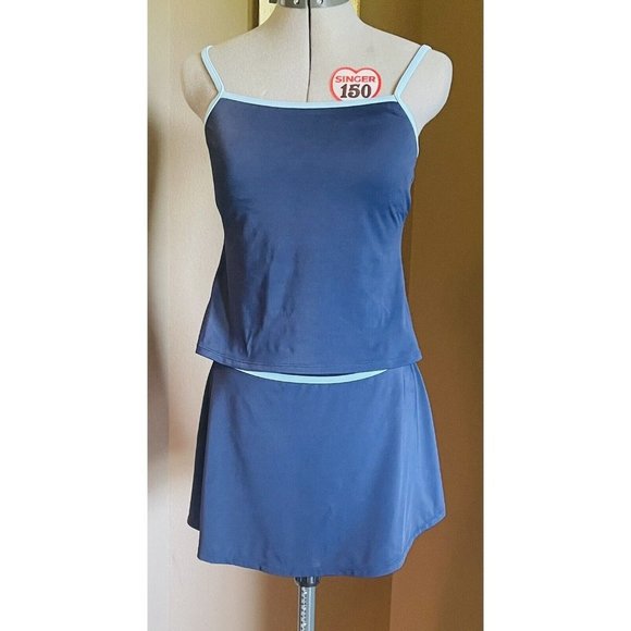 South Point Other - South Point Jantzen Tankini Swimsuit Skirt Size 10 Navy & Light Blue Skort